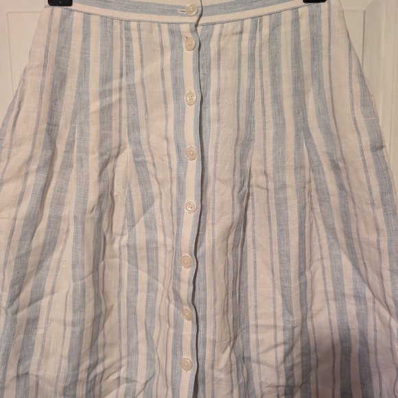 Brooks Brothers Blue and White Striped Midi Skirt Linen Blend Size 4 - Picture 1 of 5